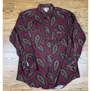 Vintage Chaps Ralph Lauren Frontier Button Up Shirt Men's Large Red Paisley USA